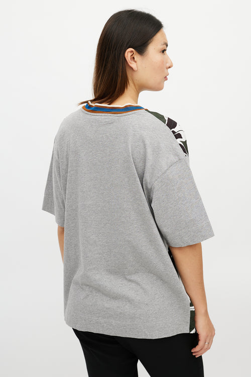 Marni Grey & Multicolour Leaf T-Shirt