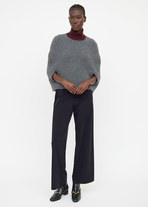 Marni Grey & Burgundy Wool Shawl