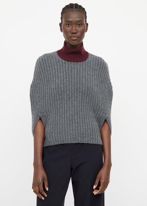 Marni Grey & Burgundy Wool Shawl