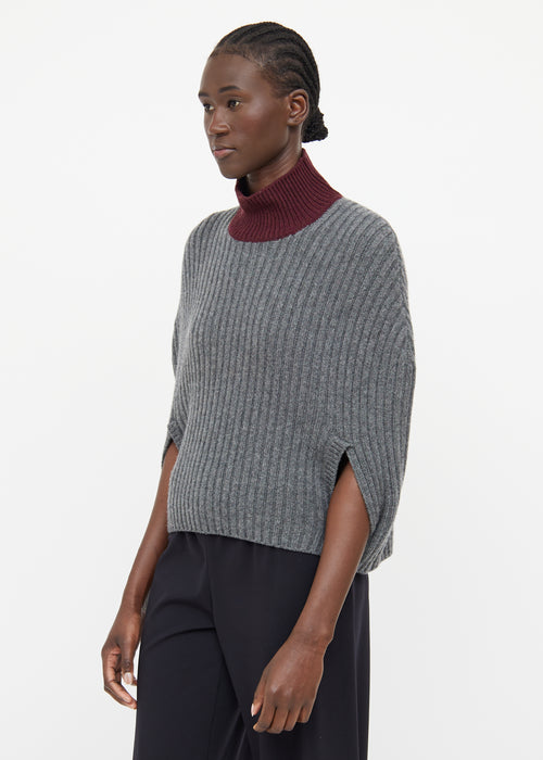 Marni Grey & Burgundy Wool Shawl