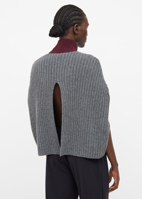 Marni Grey & Burgundy Wool Shawl