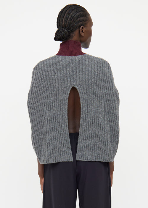Marni Grey & Burgundy Wool Shawl