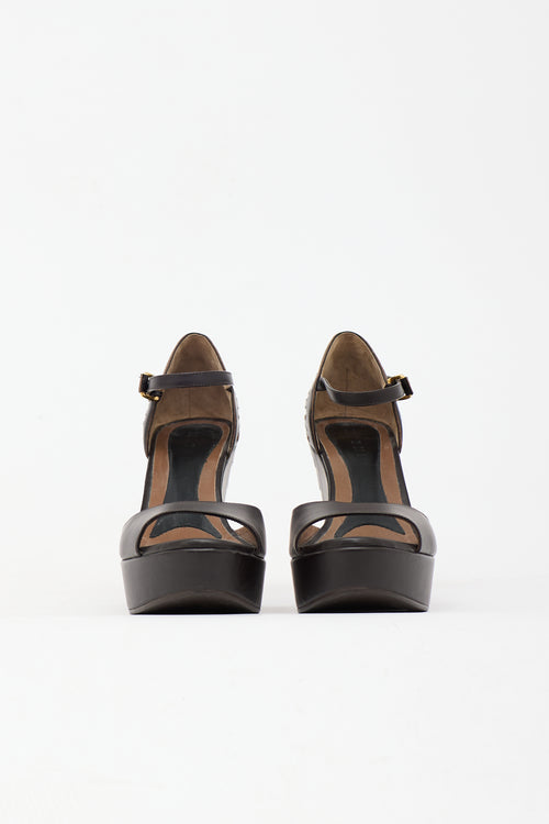 Marni Leather Platform Wedge Sandal