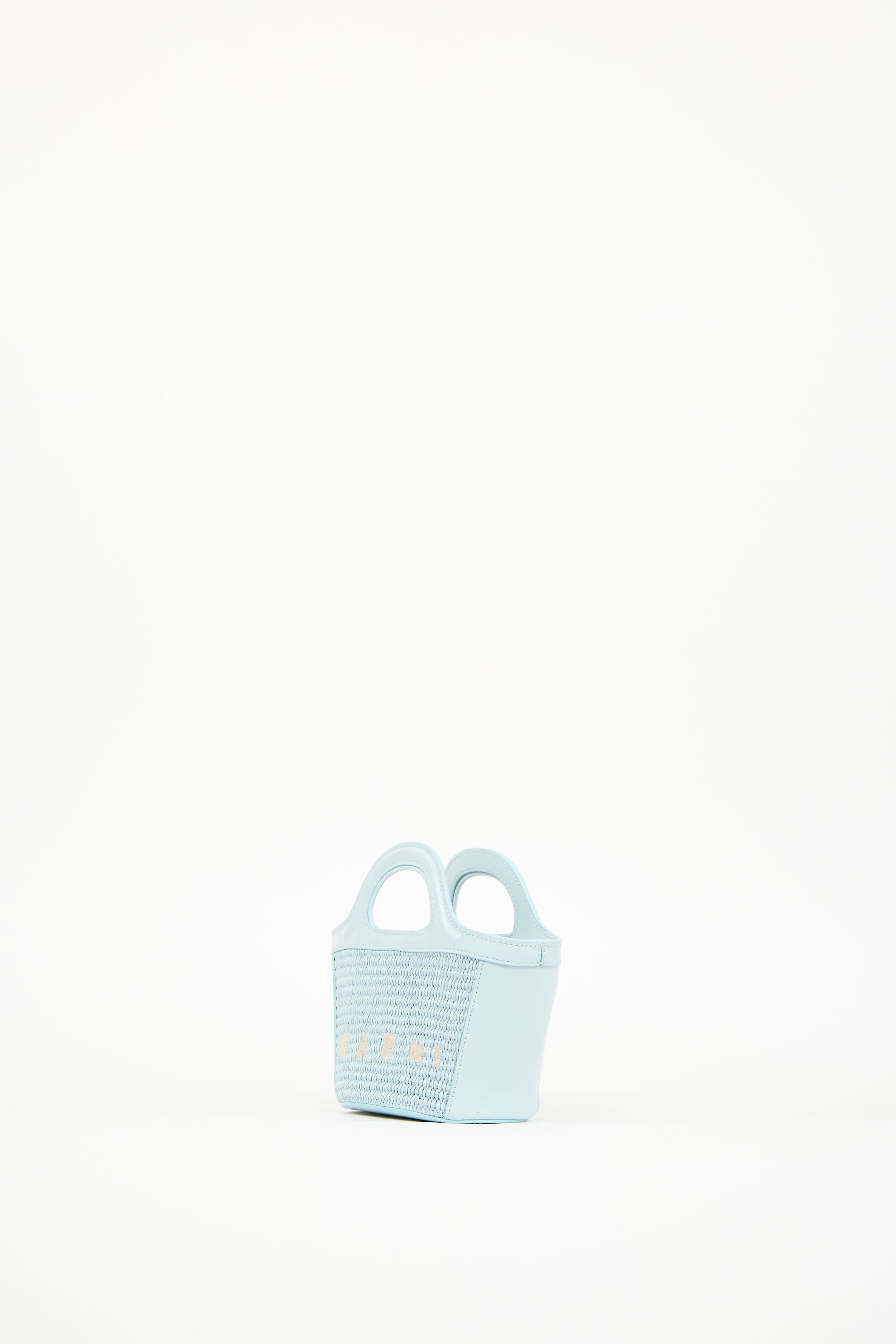 Marni Light Blue Raffia & Leather Micro Tropicalia Tote