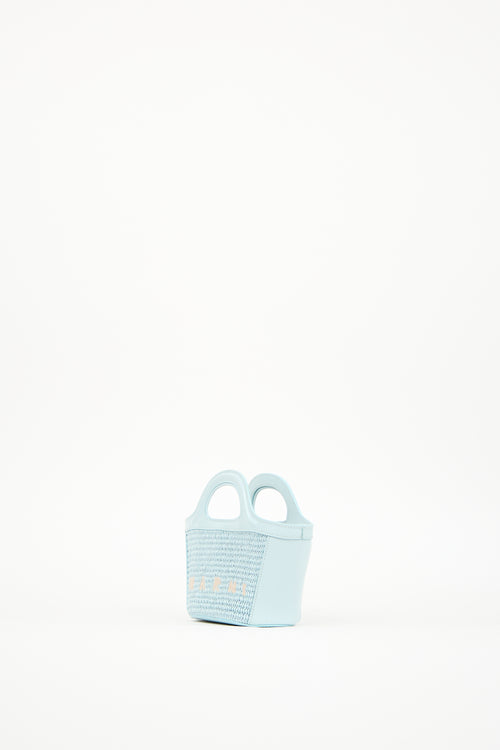 Marni Light Blue Raffia & Leather Micro Tropicalia Tote