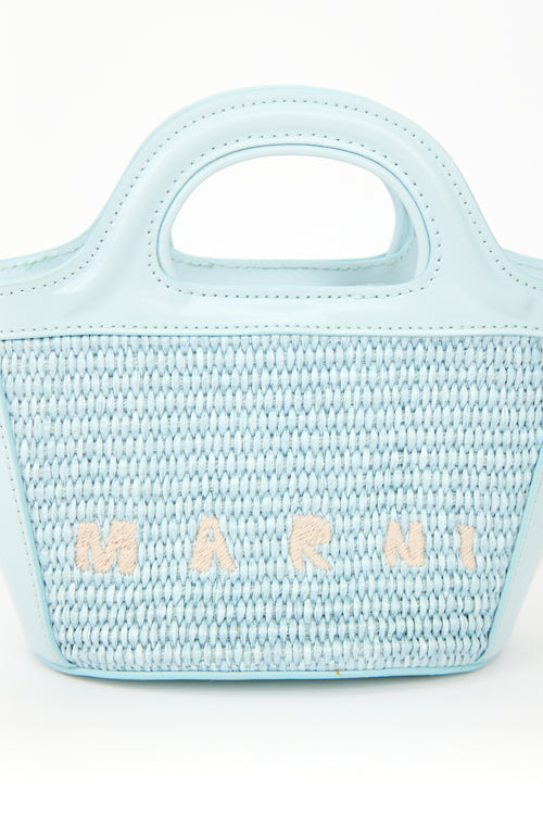 Marni Light Blue Raffia & Leather Micro Tropicalia Tote