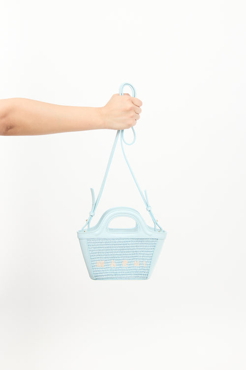 Marni Light Blue Raffia & Leather Micro Tropicalia Tote