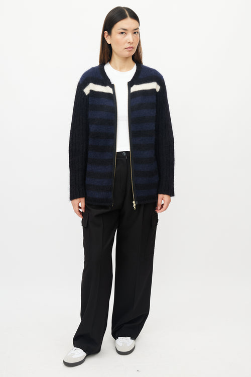 Marni Navy & White Striped Mohair Sweater