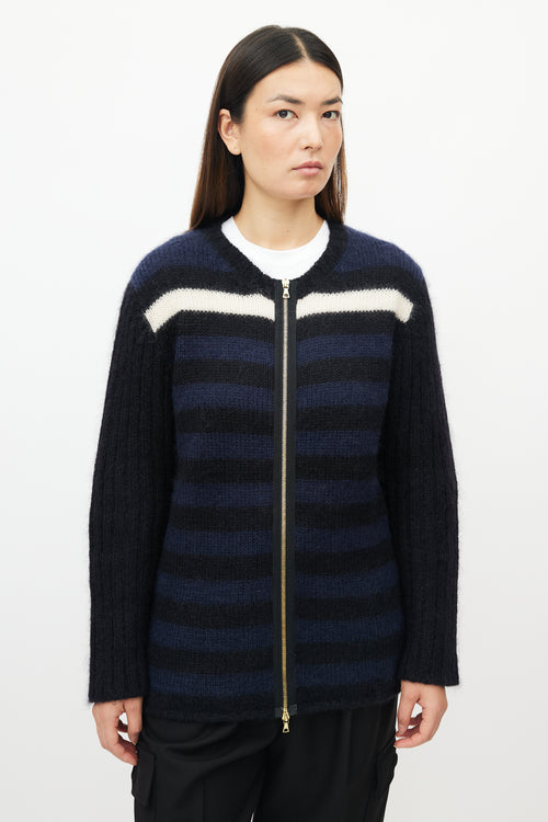 Marni Navy & White Striped Mohair Sweater