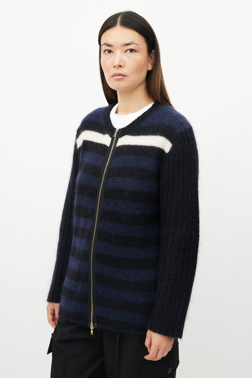 Marni Navy & White Striped Mohair Sweater