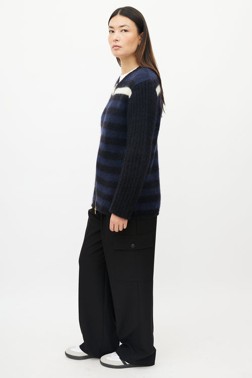 Marni Navy & White Striped Mohair Sweater