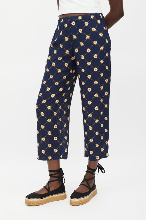 Marni Navy & Yellow Floral Pant