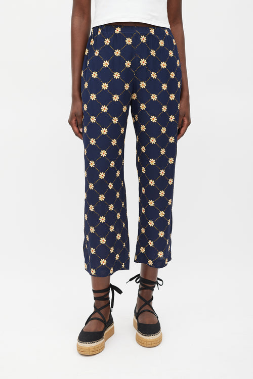 Marni Navy & Yellow Floral Pant