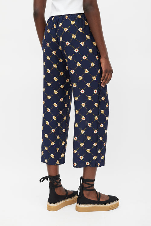 Marni Navy & Yellow Floral Pant