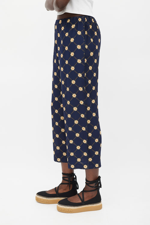 Marni Navy & Yellow Floral Pant