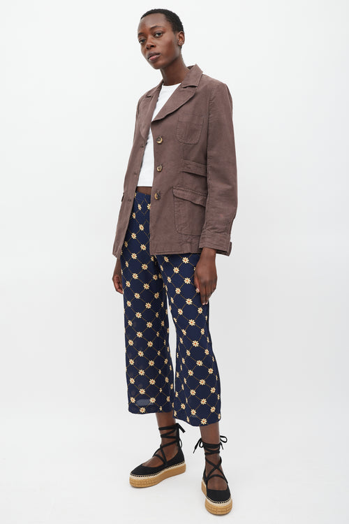 Marni Navy & Yellow Floral Pant