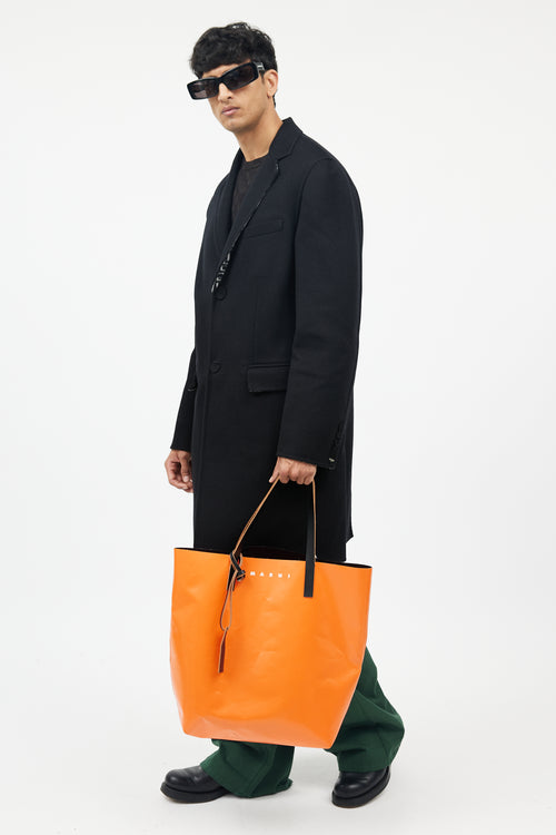 Marni Orange & Black Leather Tote Bag