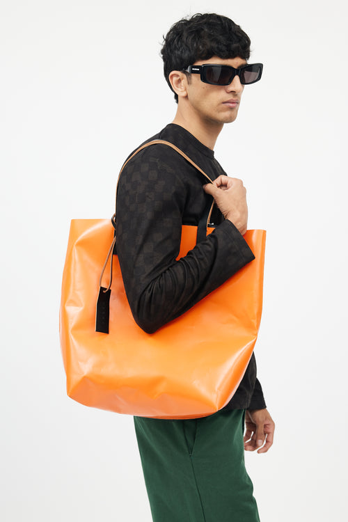 Marni Orange & Black Leather Tote Bag