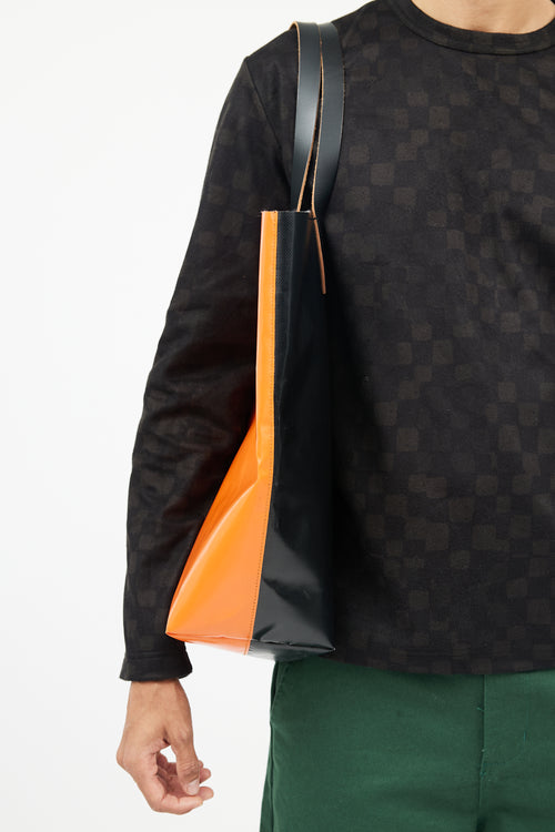 Marni Orange & Black Leather Tote Bag