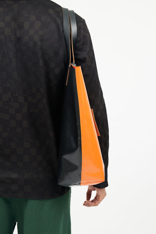 Marni Orange & Black Leather Tote Bag
