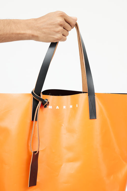 Marni Orange & Black Leather Tote Bag