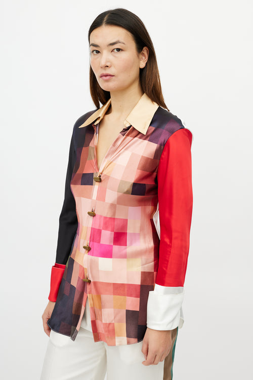 Marni Pink & Multicolour Checkered Shirt