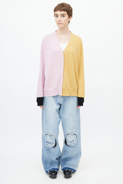 Mani Pink & Beige Colourblock Cardigan