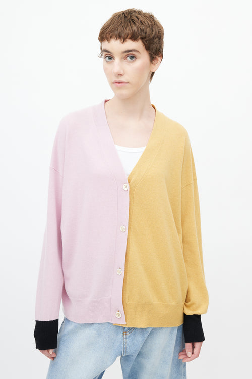 Mani Pink & Beige Colourblock Cardigan