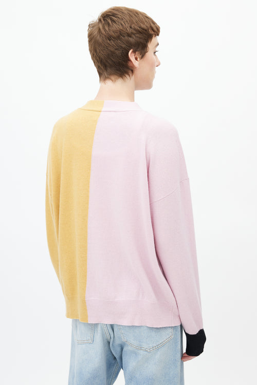 Mani Pink & Beige Colourblock Cardigan