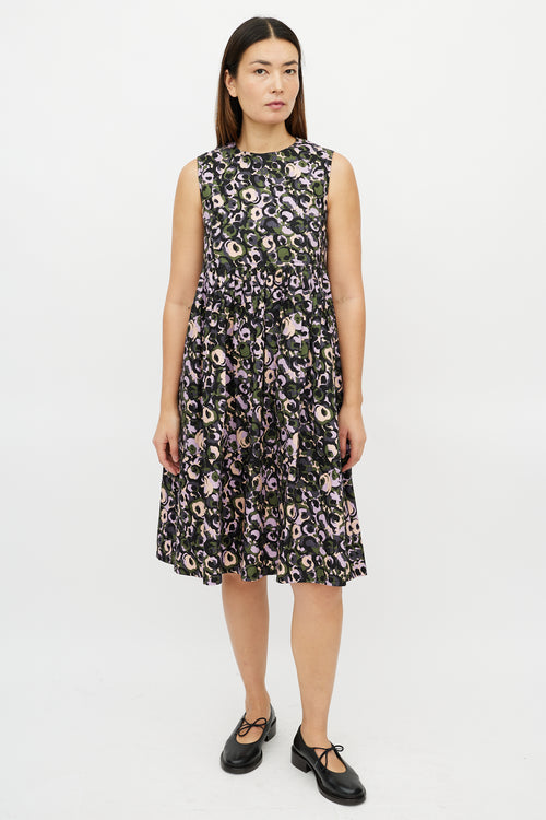 Marni Purple & Multicolour Pleated Floral Dress
