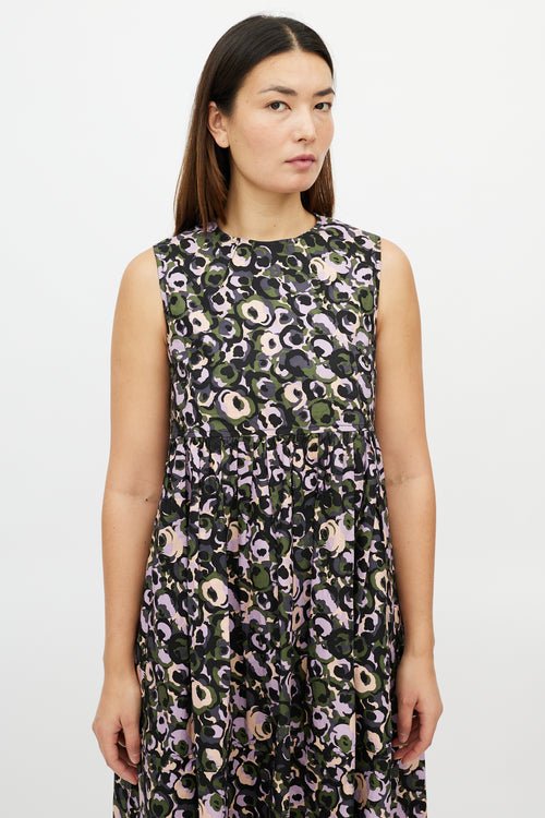 Marni Purple & Multicolour Pleated Floral Dress