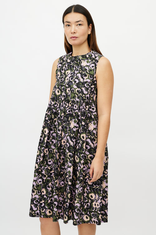 Marni Purple & Multicolour Pleated Floral Dress