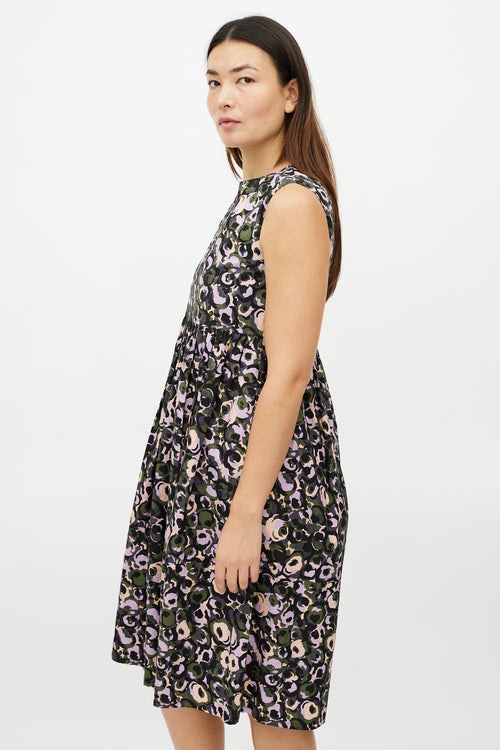 Marni Purple & Multicolour Pleated Floral Dress