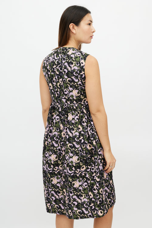 Marni Purple & Multicolour Pleated Floral Dress