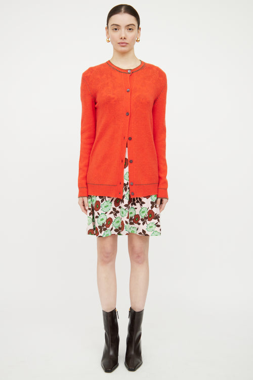 Marni Orange & Green Cashmere Knit Cardigan