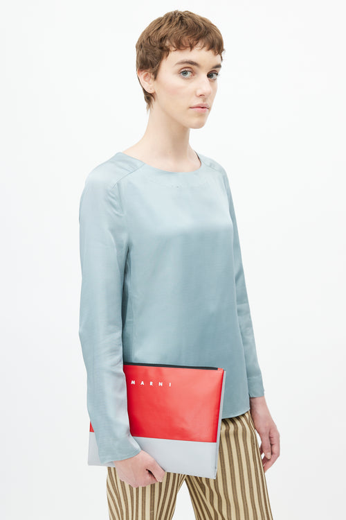 Marni Red & Grey Faux Leather Pouch