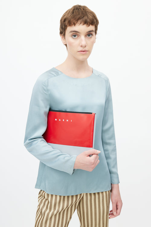 Marni Red & Grey Faux Leather Pouch