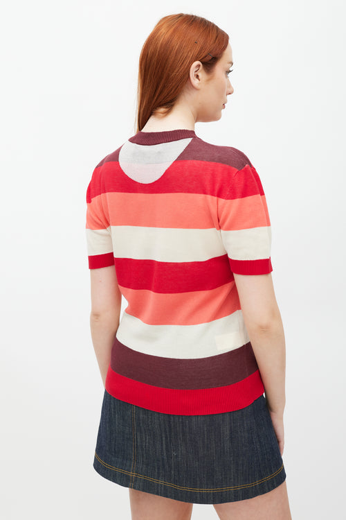 Marni Red & Multicolour Striped Knit Top
