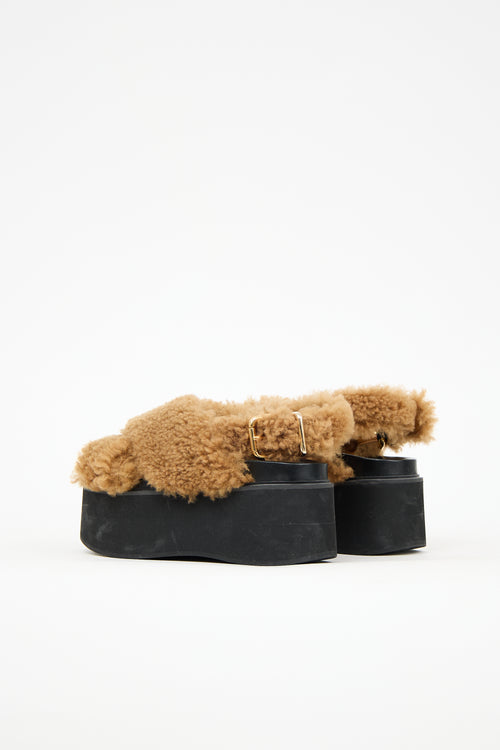 Marni Shearling Platform Sandal