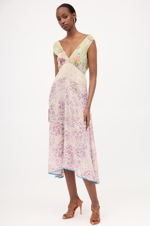 Marni Silk Sheer Mixed Floral Dress