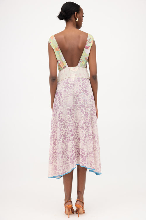 Marni Silk Sheer Mixed Floral Dress