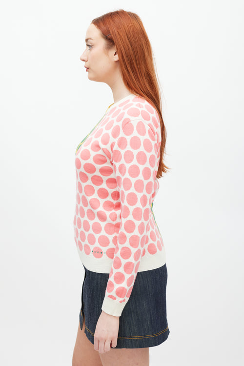 Marni White & Multicolour Polka Dot Wool Knit Sweater