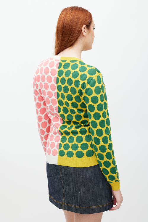 Marni White & Multicolour Polka Dot Wool Knit Sweater