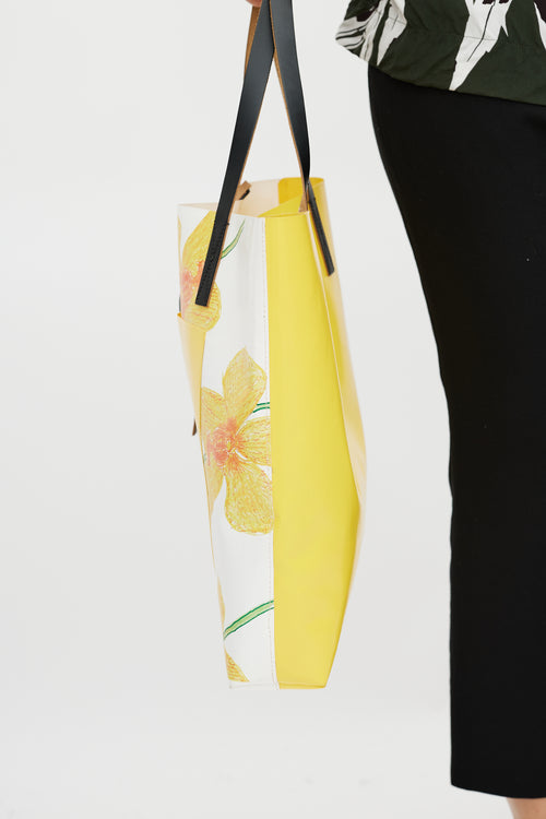 Marni Yellow & Multicolour Floral Tote