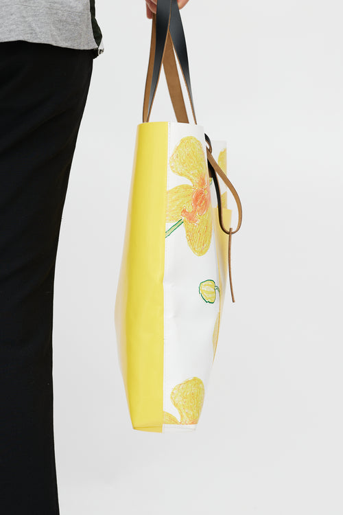 Marni Yellow & Multicolour Floral Tote
