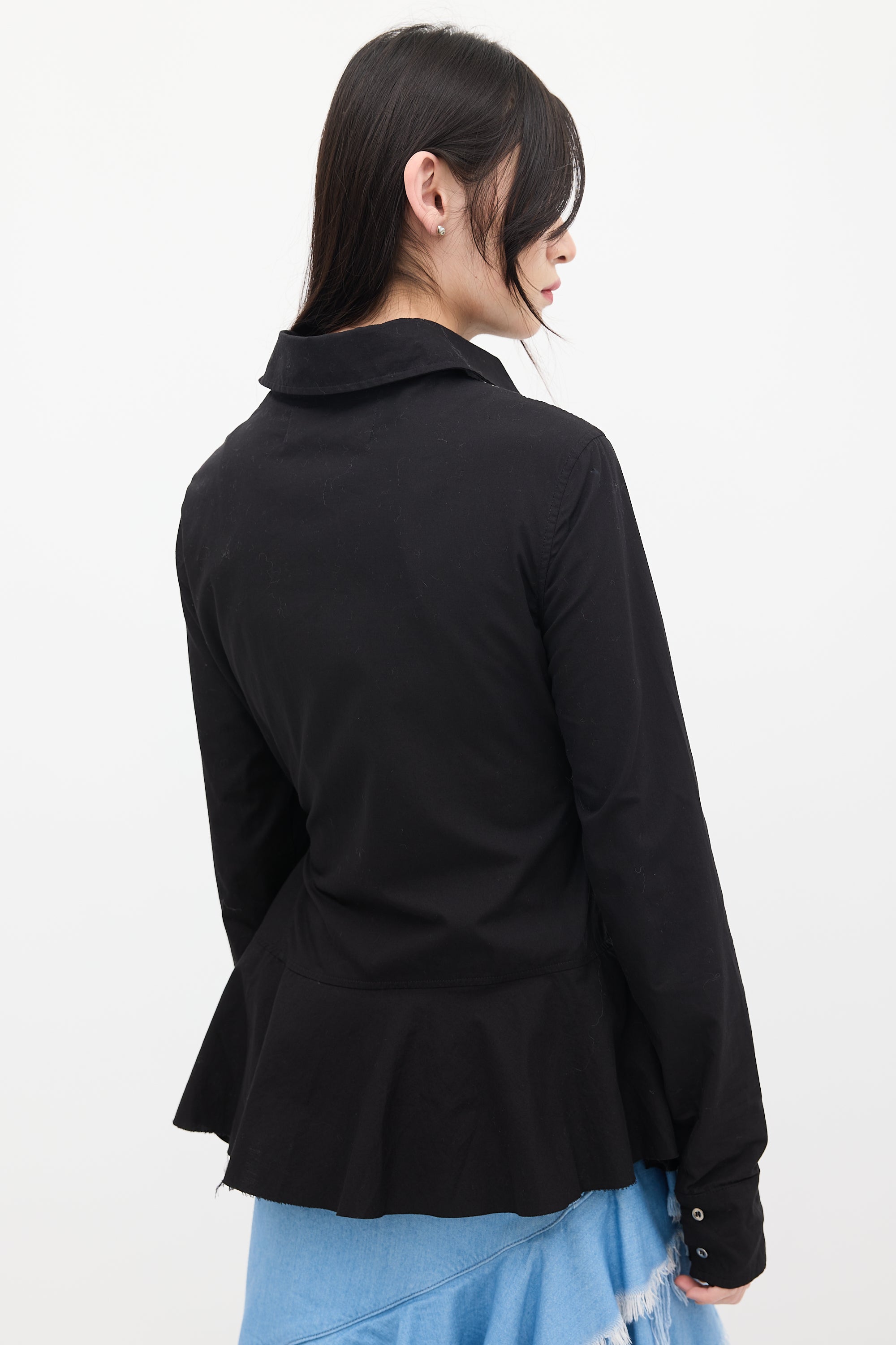 Marques Almeida Black Ruffled Wrap Shirt