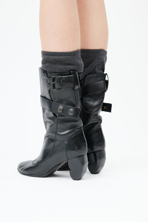  Black Leather & Sock Boot
