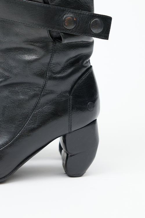  Black Leather & Sock Boot