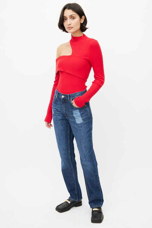Martine Rose Navy Dark Wash Trompe L'oeil Denim Jeans