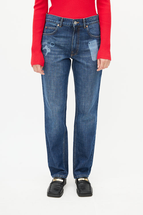 Martine Rose Navy Dark Wash Trompe L'oeil Denim Jeans